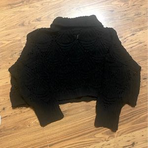 Black chenille turtle neck sweater by pol